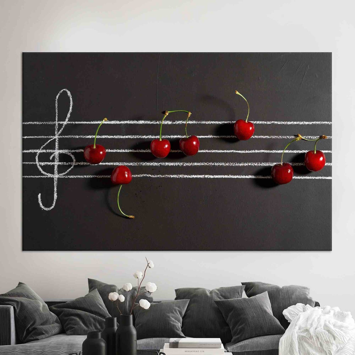 Cherry And Music Notes, Modern Artwork