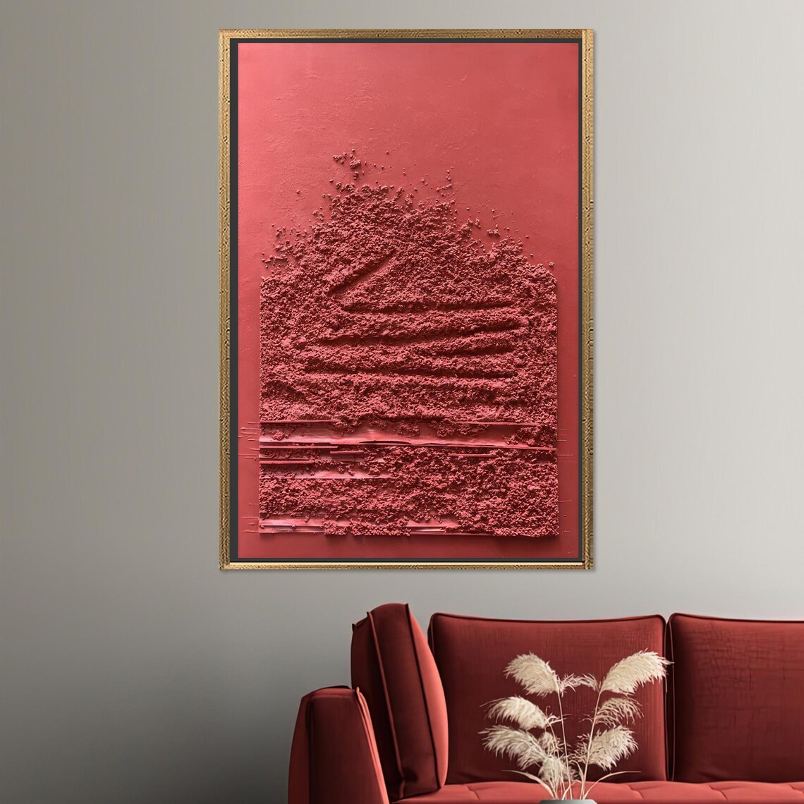 Abstract Red Wall Art Wedding Decor Abstract Modern Wall Decor Red Wall Decor Housewarming Gift Red Poster Tempered Glass - Image 2