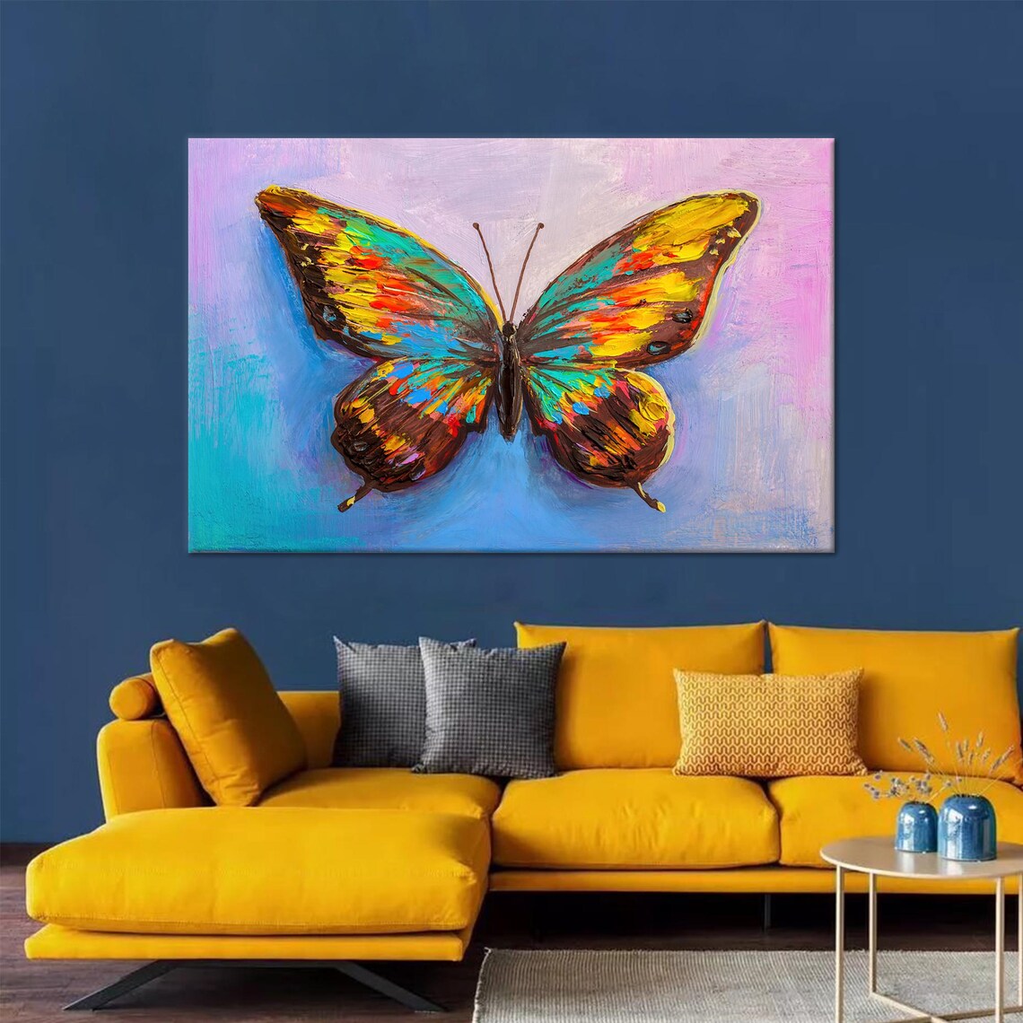 Colorful Butterfly Painting, Modern Animal Art