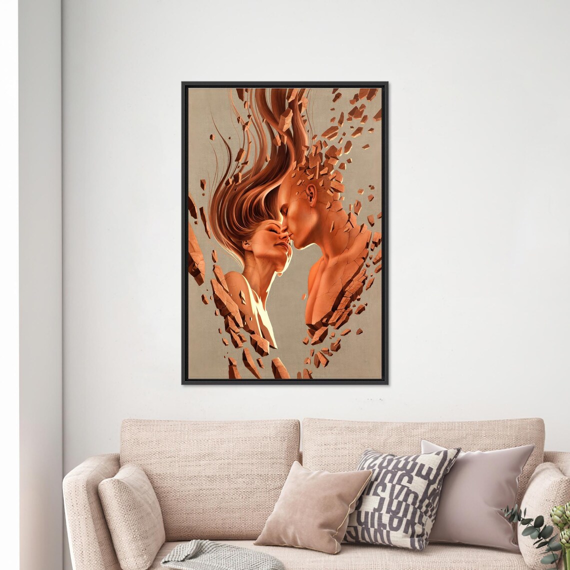Modern Art Glass 3D Abstract Couple Decor - Image 3