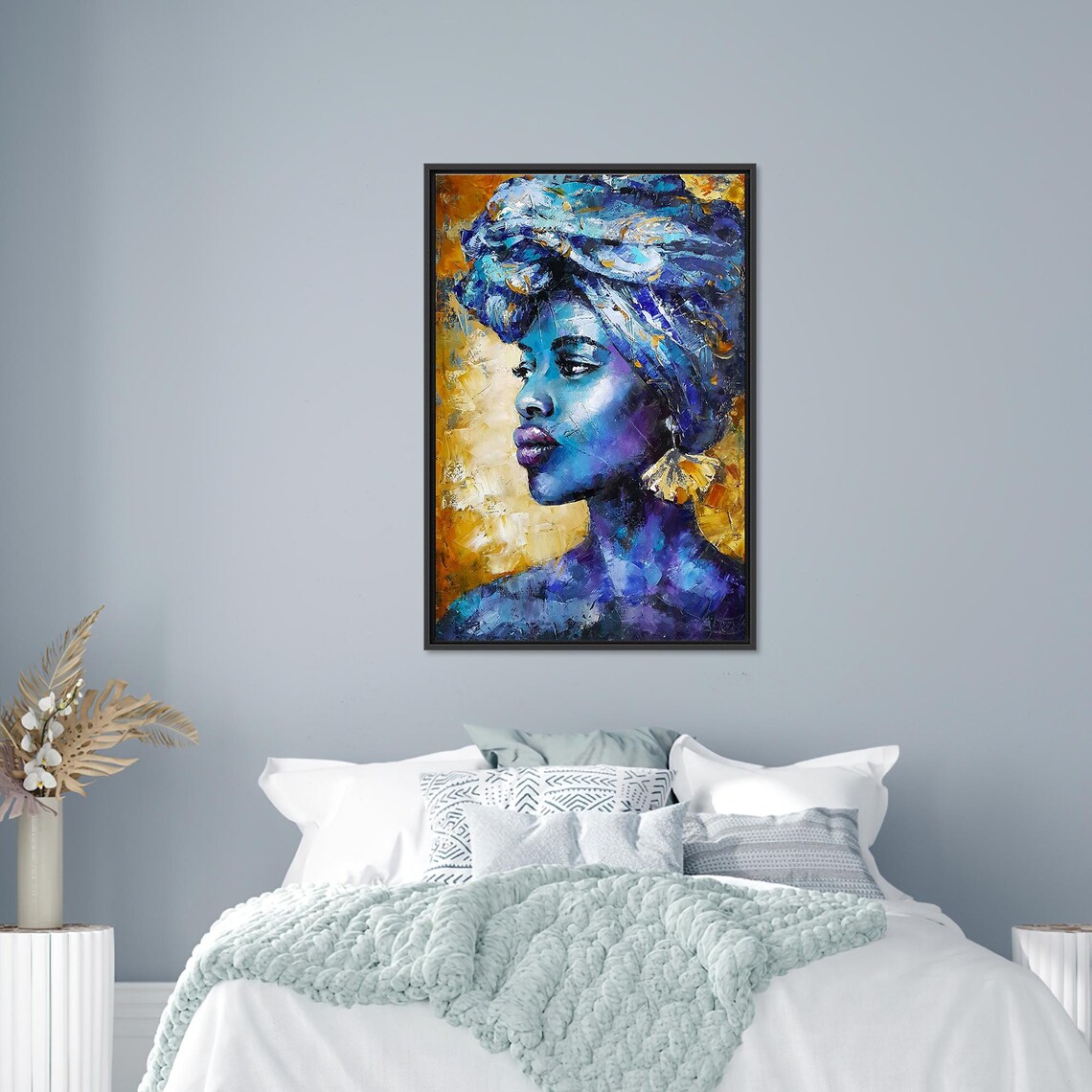 African Painted Glass Woman, Contemporary Wall Art - Image 3