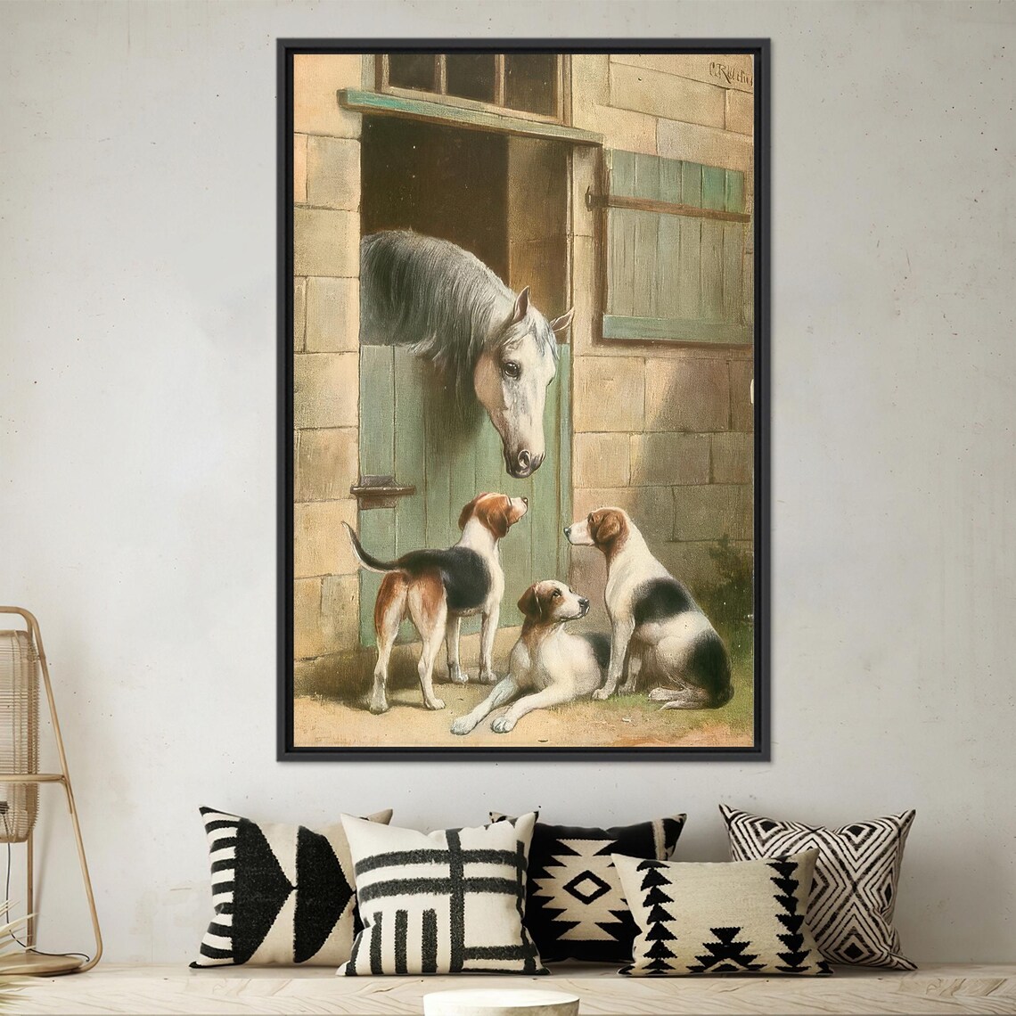 Horse Printed Dog Wall Art Farm Poster Animal Art Decor Farmhouse Art Coastal Horse And Dogs Personalize Gift - Image 3