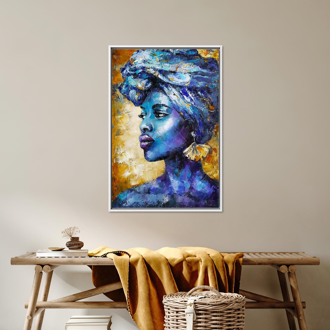 African Painted Glass Woman, Contemporary Wall Art - Image 4
