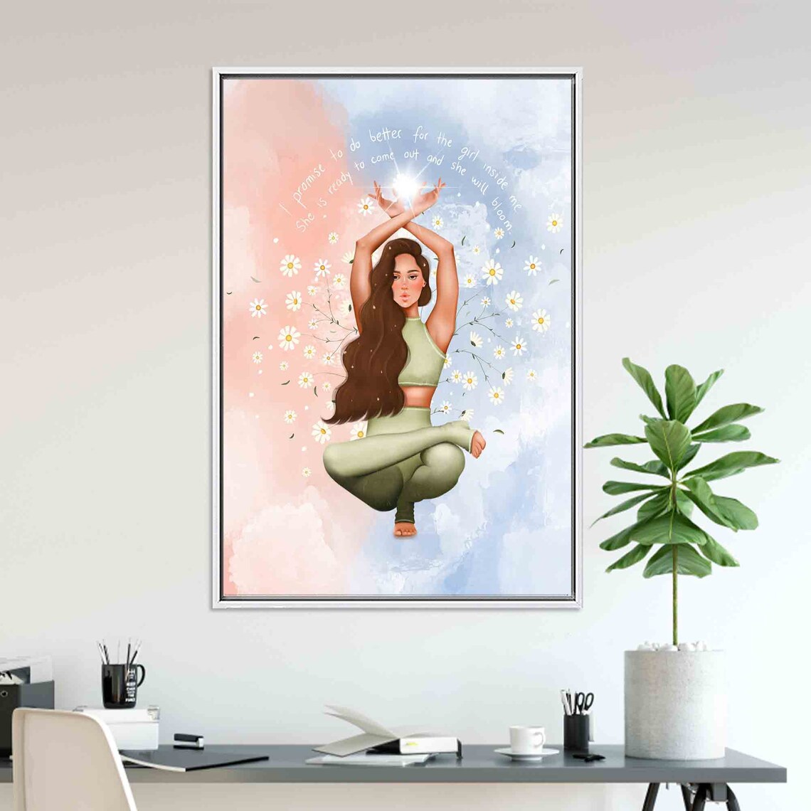Yoga Girl Meditation Art, Modern Artwork - Image 4