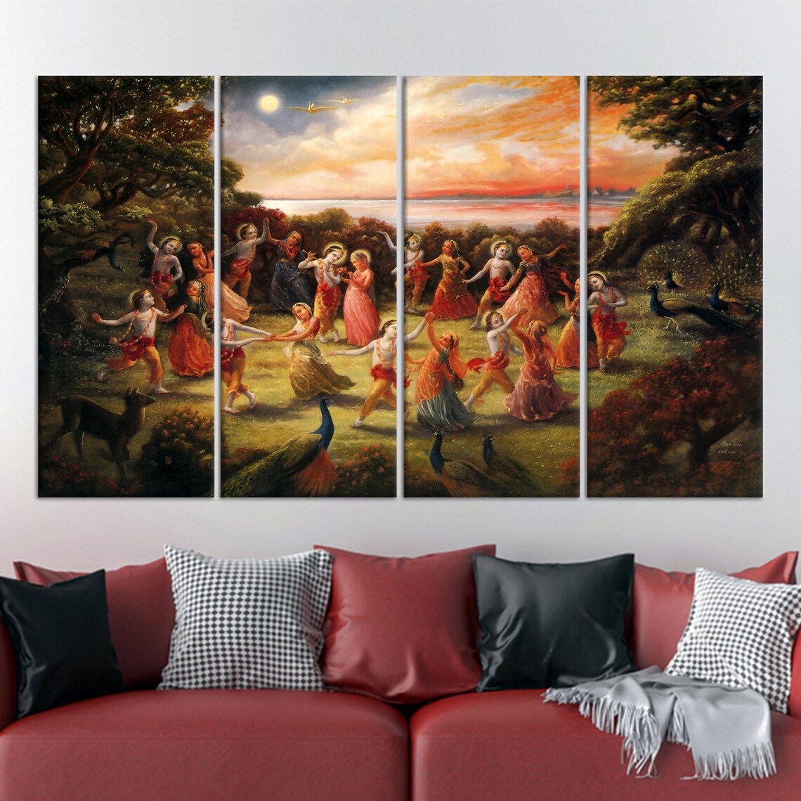 Radha Krishna Dance, Rasa Lila Art Print - Image 2