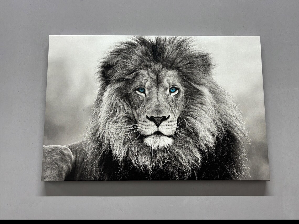 Lion Glass Art, Blue Eyed Wild Animal Decor - Image 4