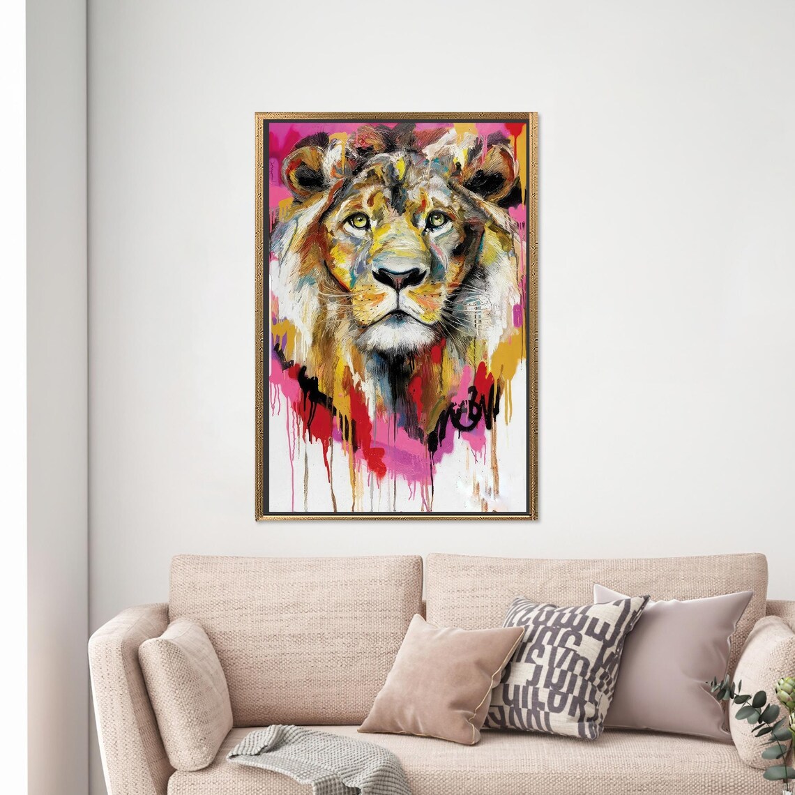 Christmas Lion Abstract Art Print, Holiday Decor - Image 2