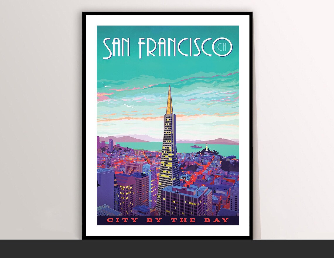 San Francisco City by the Bay Transamerica Pyramid Travel Poster