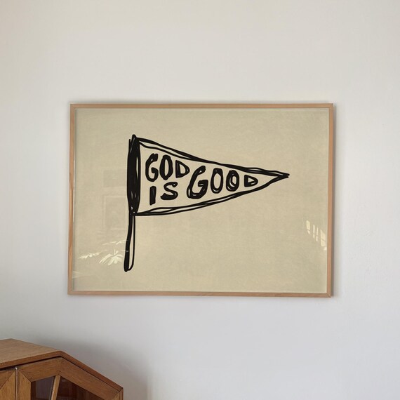 God Is Good Pennant Print, Retro Christian Wall Art