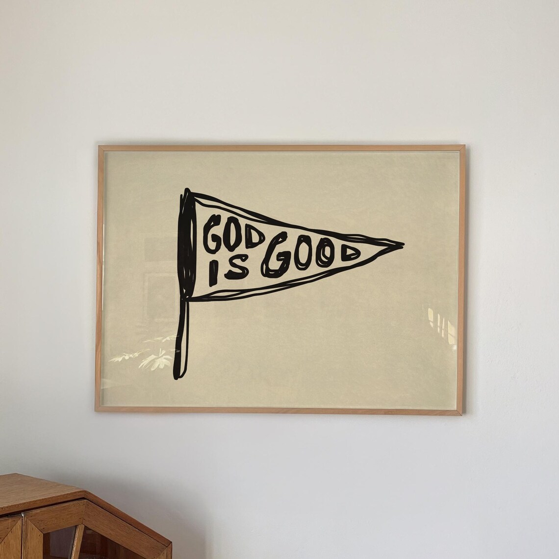 God Is Good Pennant Print, Retro Christian Wall Art