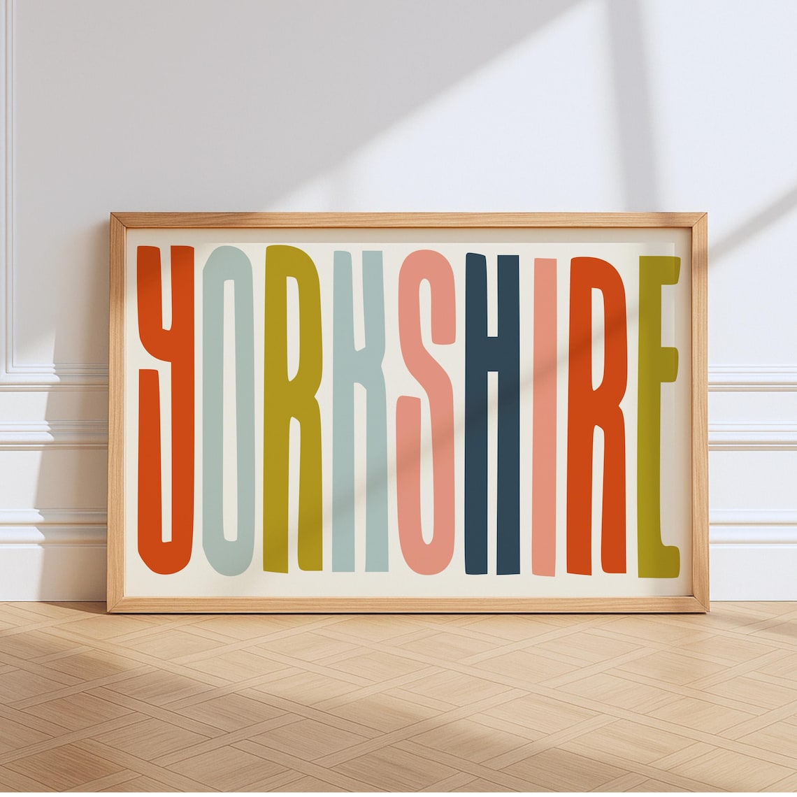Yorkshire Typography Retro Art Print, Entry Hall Decor