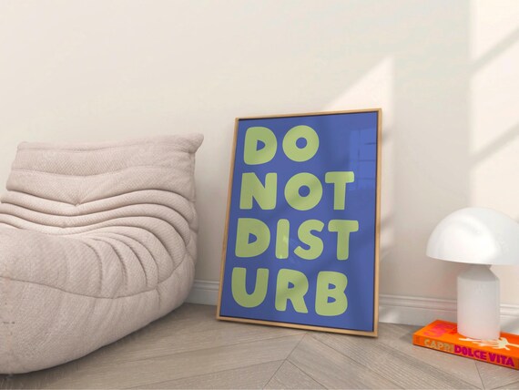 Do Not Disturb Bold Green Blue Retro Typography Bedroom Poster