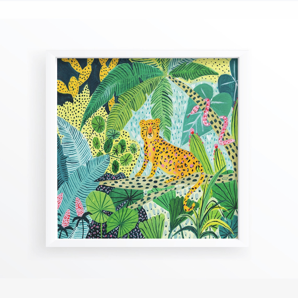 Leopard Print Botanical Jungle Safari Nursery Art Print