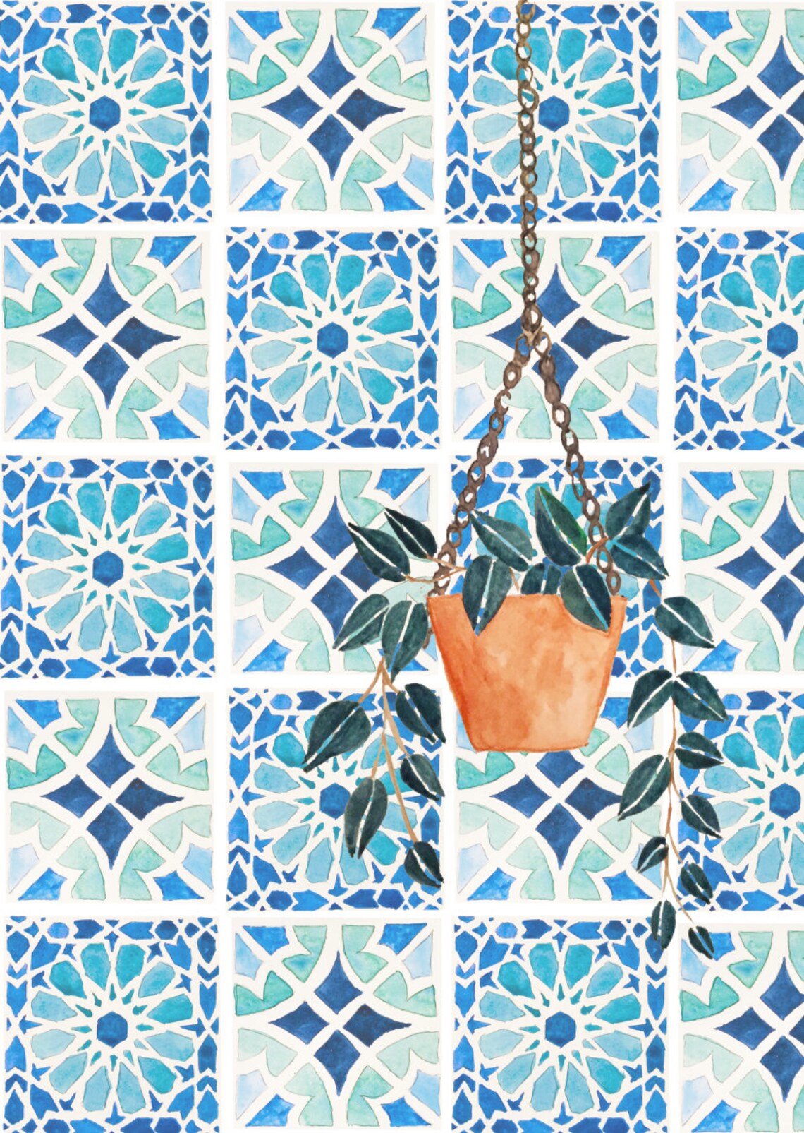 Moroccan Tiles Botanical Print, Botanical Illustration - Image 2