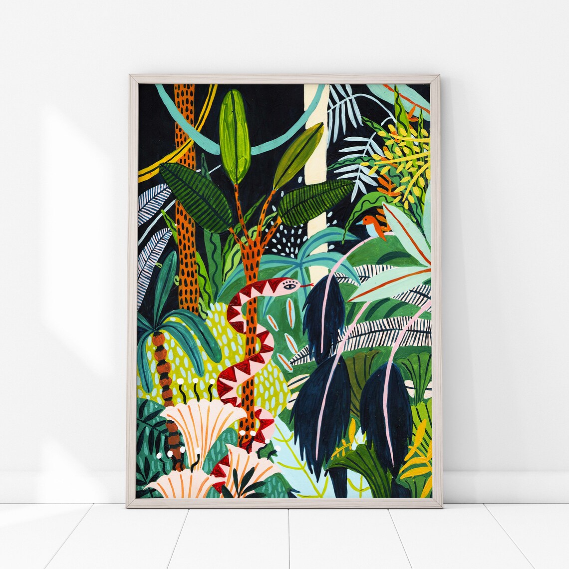 Snake Botanical Illustration, Jungle Safari Art Print - Image 3