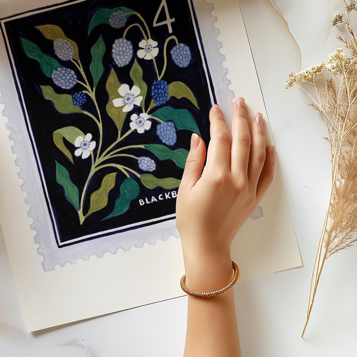 Blackberry Botanical Vintage Floral Art Print - Image 3