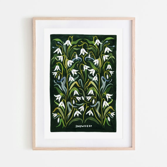 Snowdrop Art Print, Vintage Botanical Wall Art