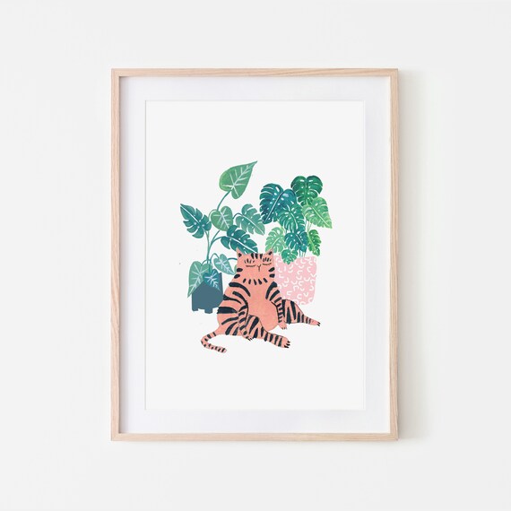 Plant Cat Cat Lover Gift Art Print