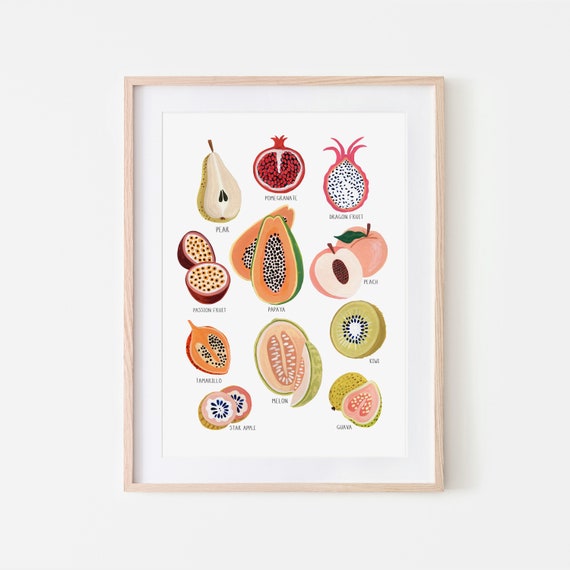 Fruit Collection Art Print, Kitchen Wall Decor