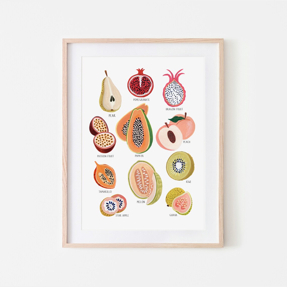 Fruit Collection Art Print, Kitchen Wall Decor