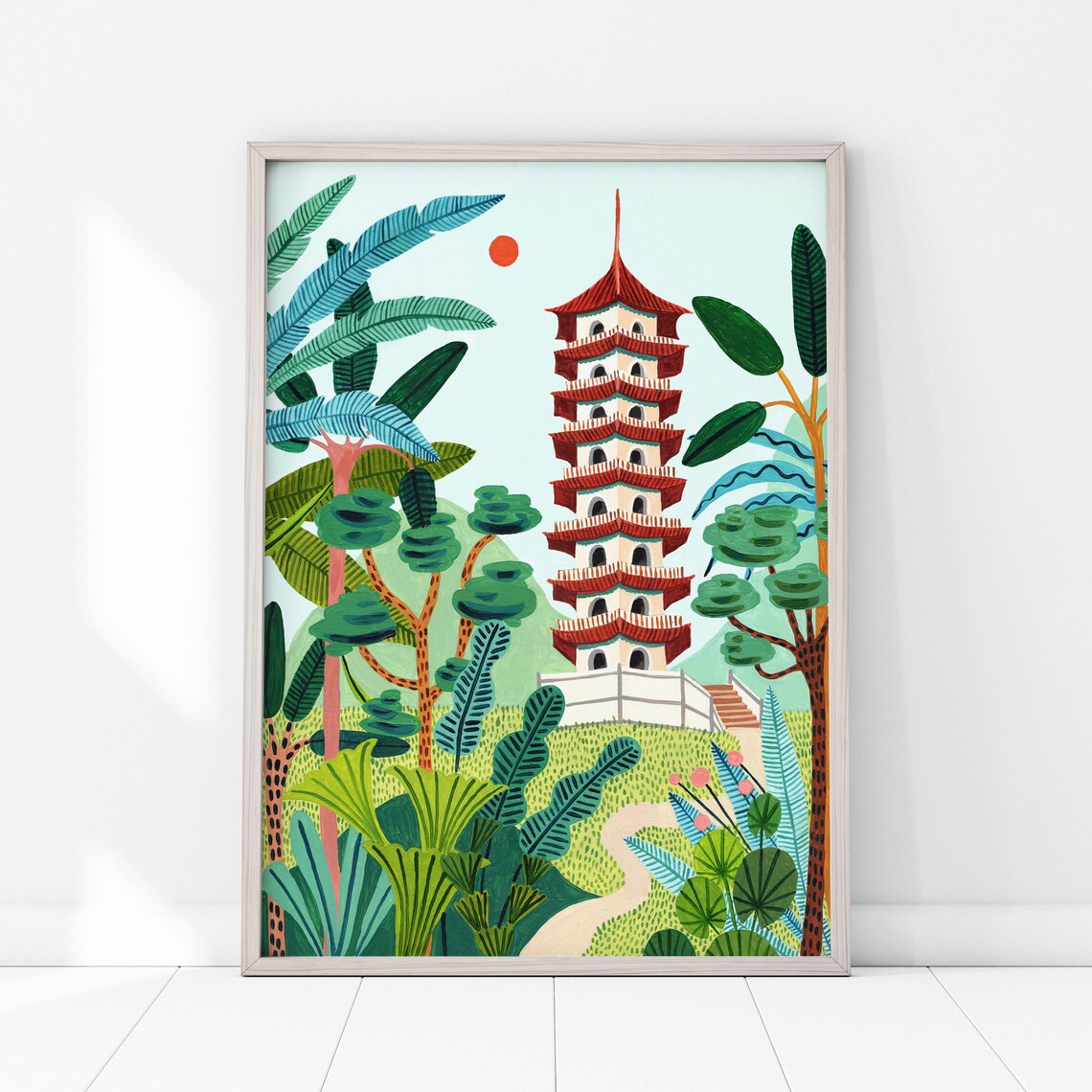 Singapore Chinese Garden Pagoda Travel Print - Image 4