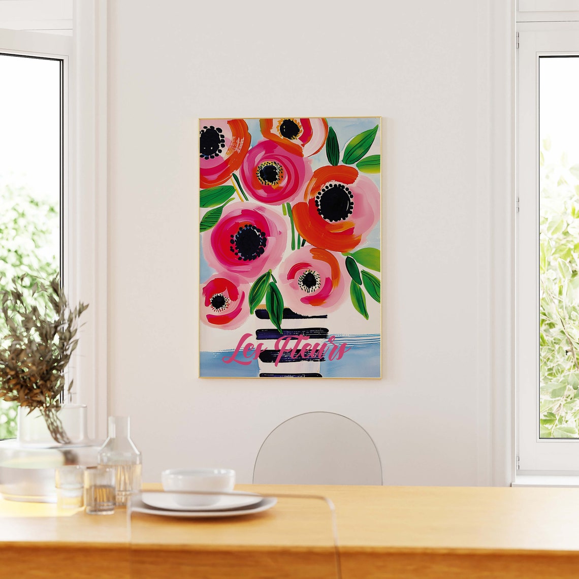 Les Fleurs Pink Poppy Bouquet Maximalist Floral Bouquet Art Poster - Image 2