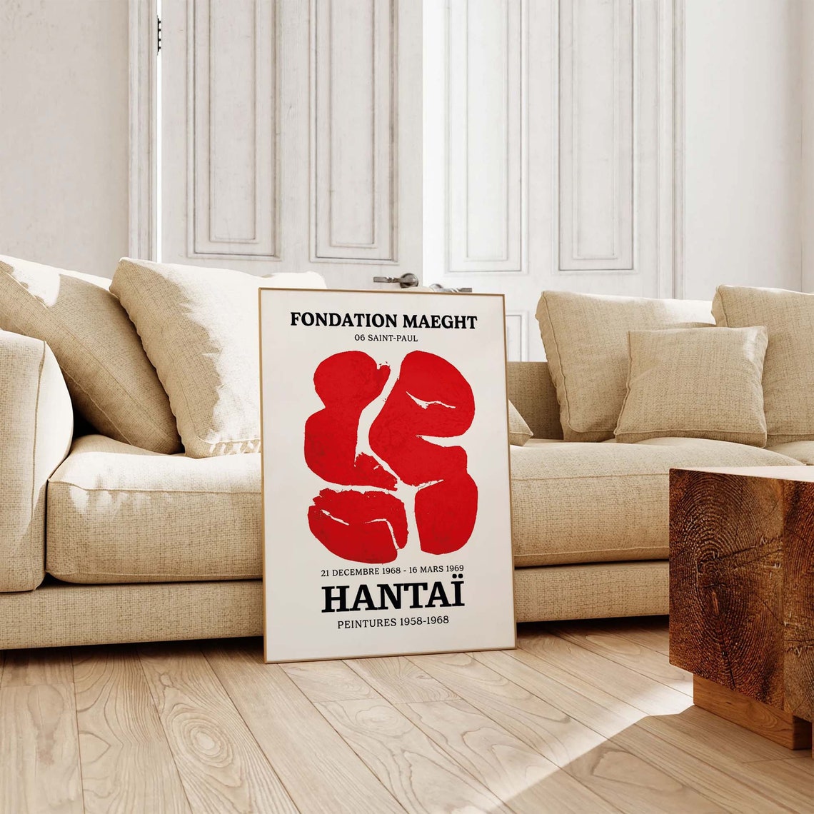 Hantai Fondation Maeght Red Abstract Modern Exhibition Art Poster - Image 2