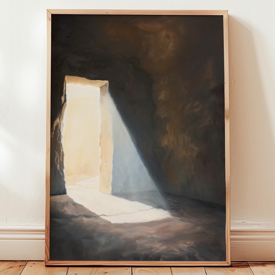 Empty Tomb Easter Morning Light Stone Doorway Christian Faith Poster