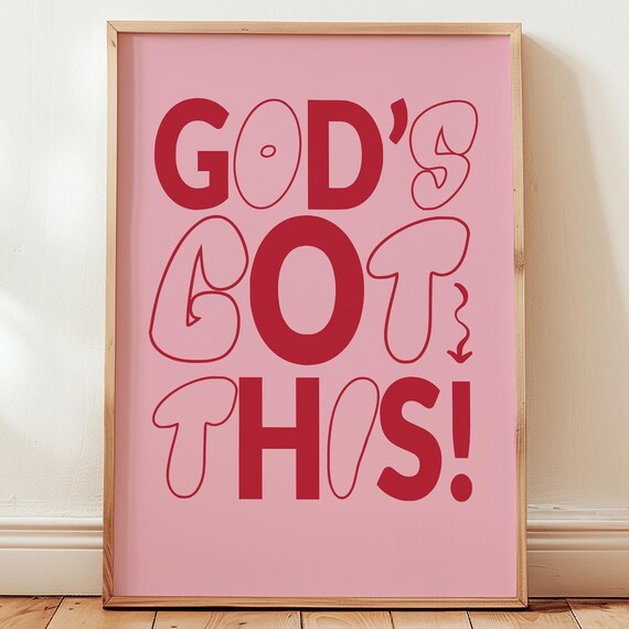 Gods Got This Pink Red Christian Faith Bold Typography Art Poster