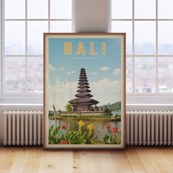 Bali Decor Travel Poster Wall Art Indonesia Print Home Painting Map