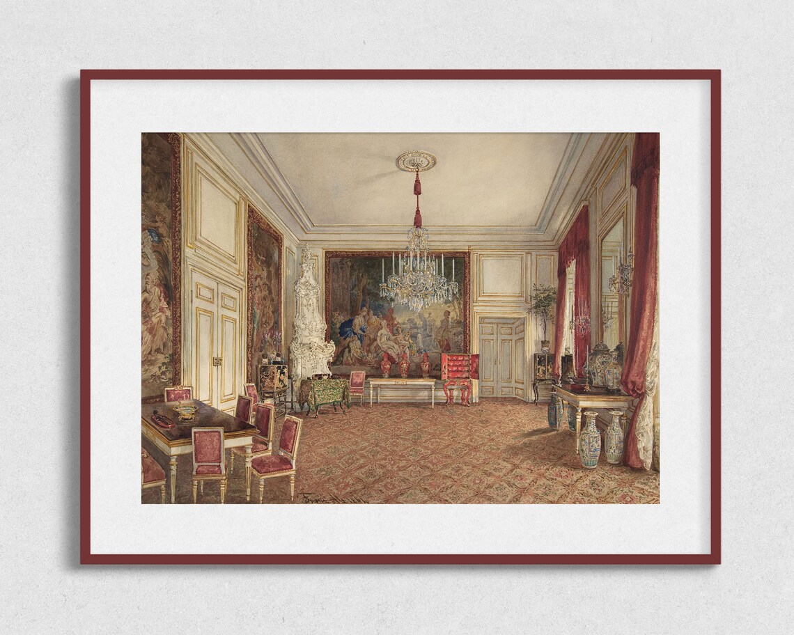 Vintage Interior Painting, Antique Interior Art Print - Image 2