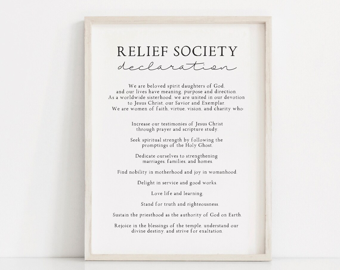 Relief Society Declaration Lds Womanhood Quote Print