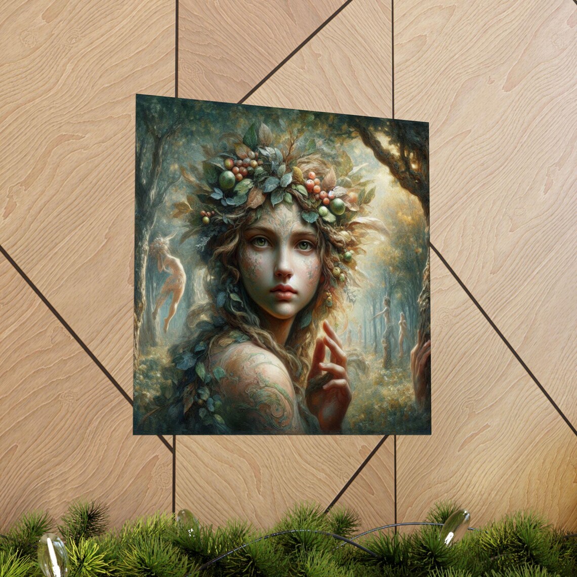 Forest Spirit Woman with Berry Crown Nymph Fantasy Art Poster - Image 5