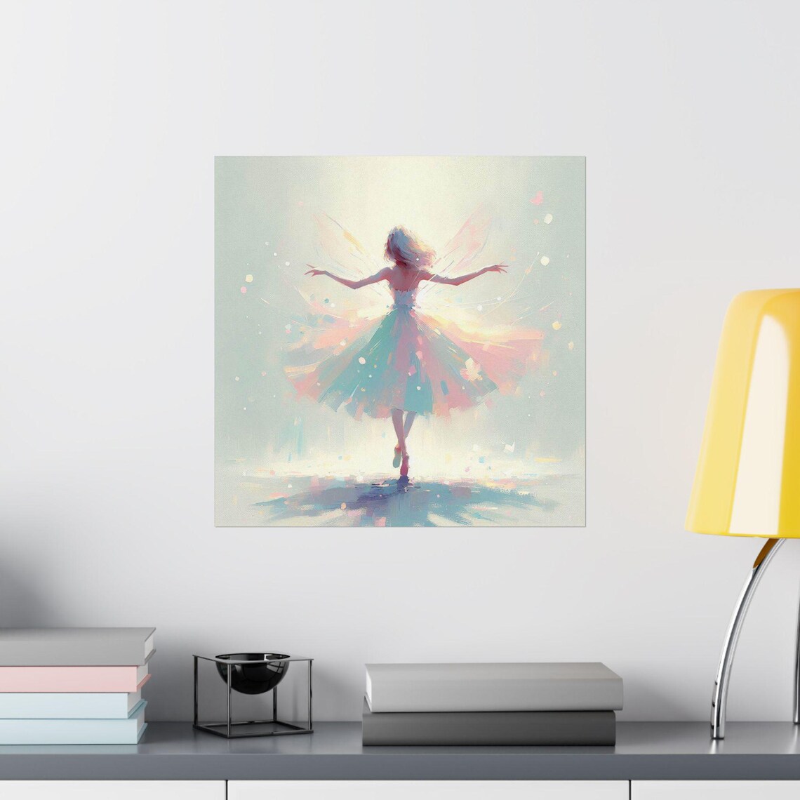 Ballerina Fairy Dancing in Soft Pastel Light with Petals Poster - Image 2