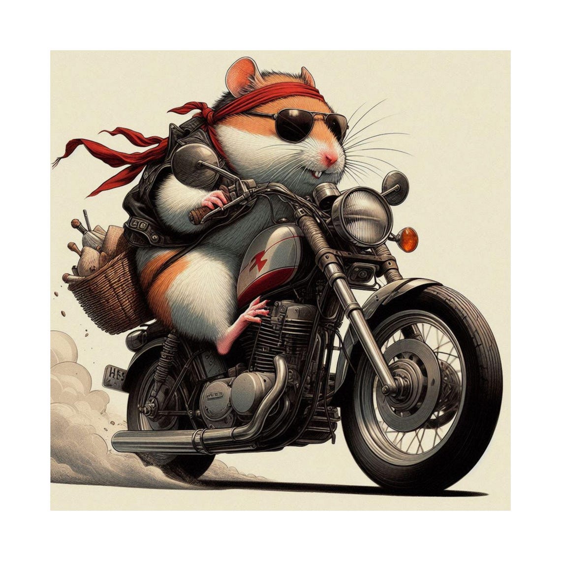 Cool Hamster Biker with Sunglasses Riding a Motorcycle Poster - Image 7
