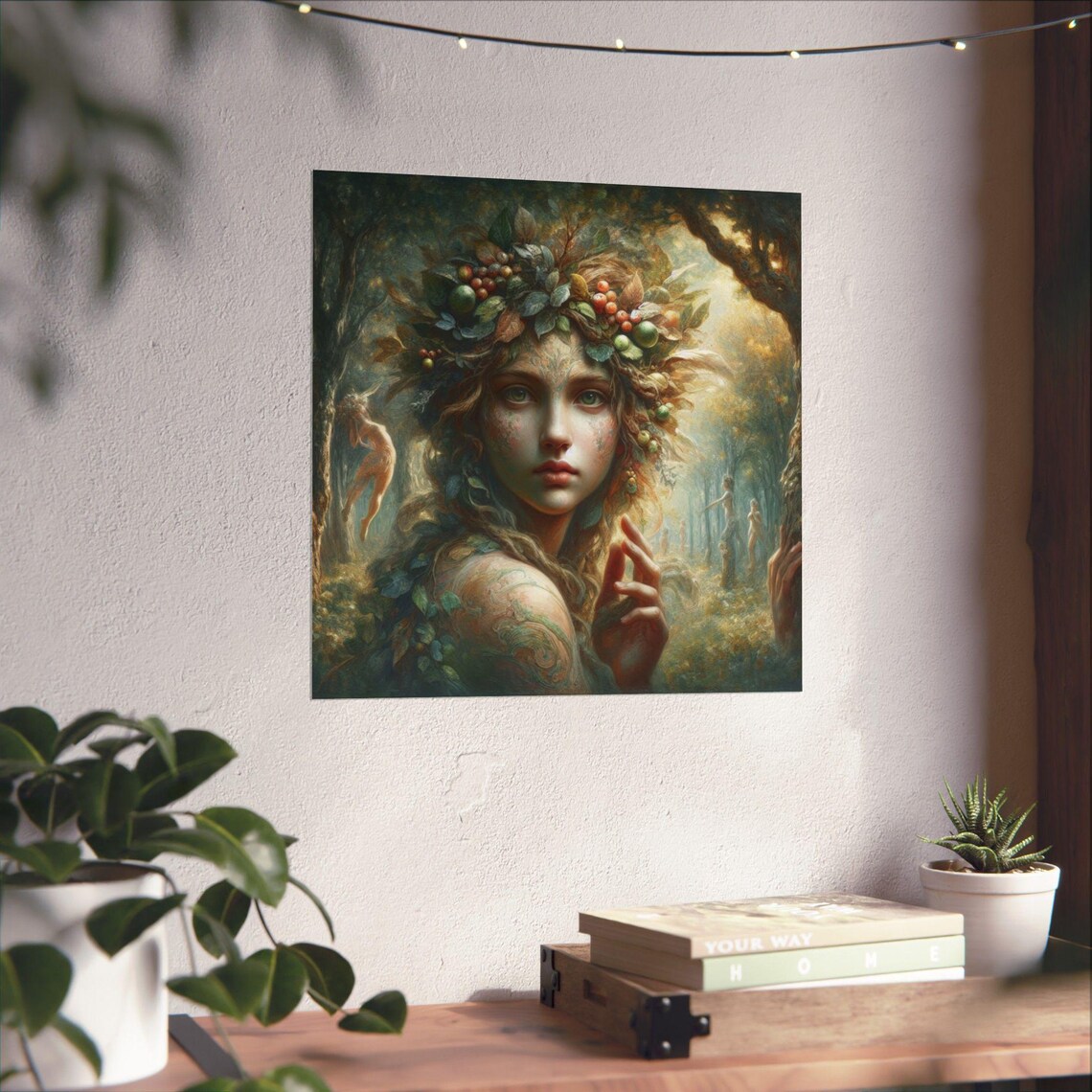 Forest Spirit Woman with Berry Crown Nymph Fantasy Art Poster - Image 4