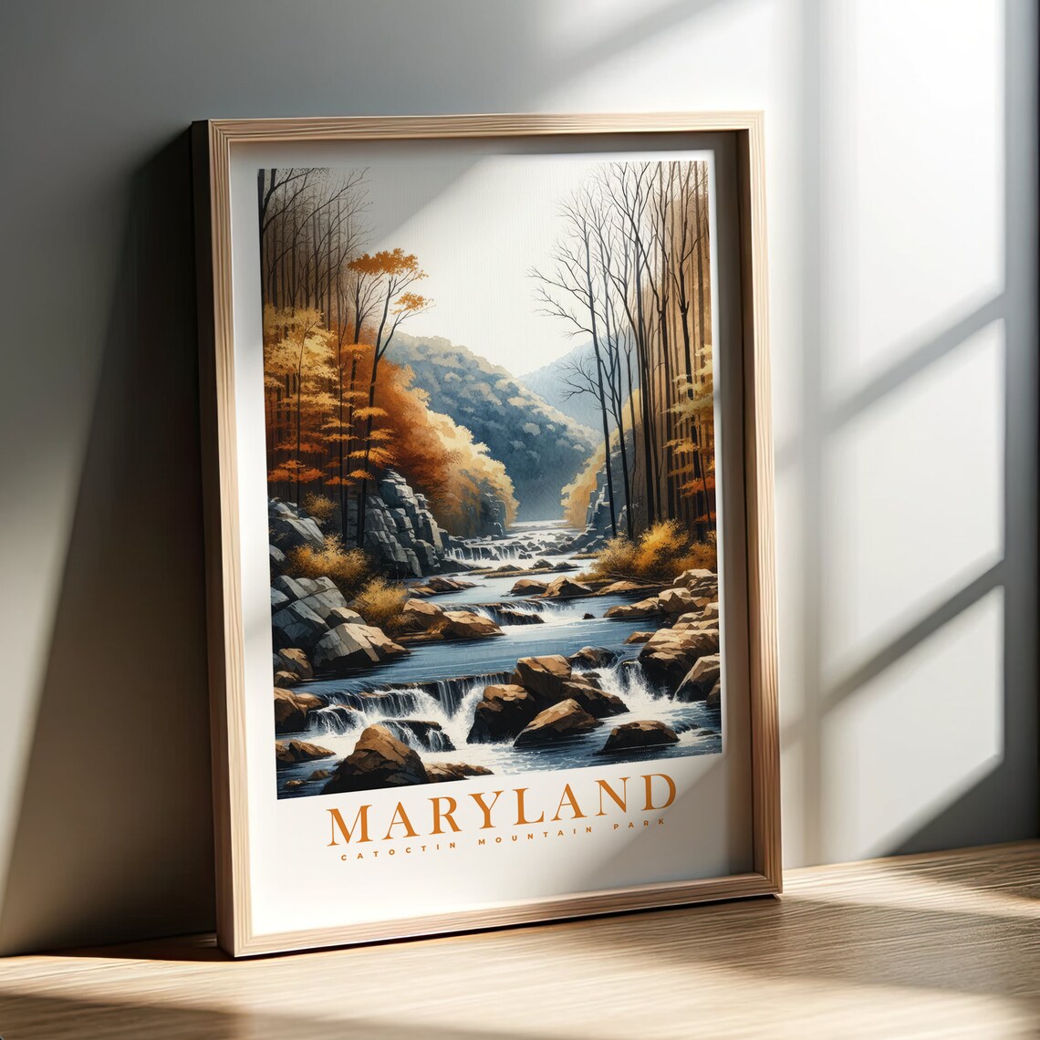 Maryland Watercolor Print, Catoctin Mountain Travel Poster