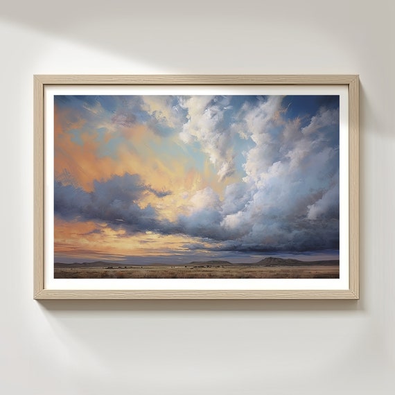 Watercolor Skyscape Artwork Instant Sky Cloudscape Clouds