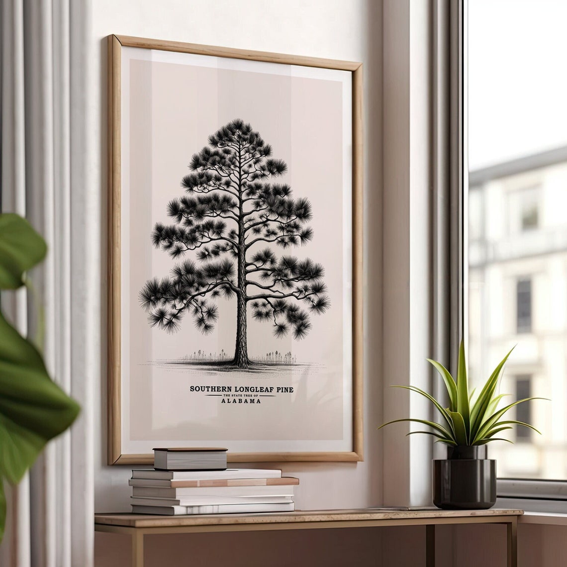 Southern Longleaf Pine Alabama State Tree Vintage Sketch Poster Art