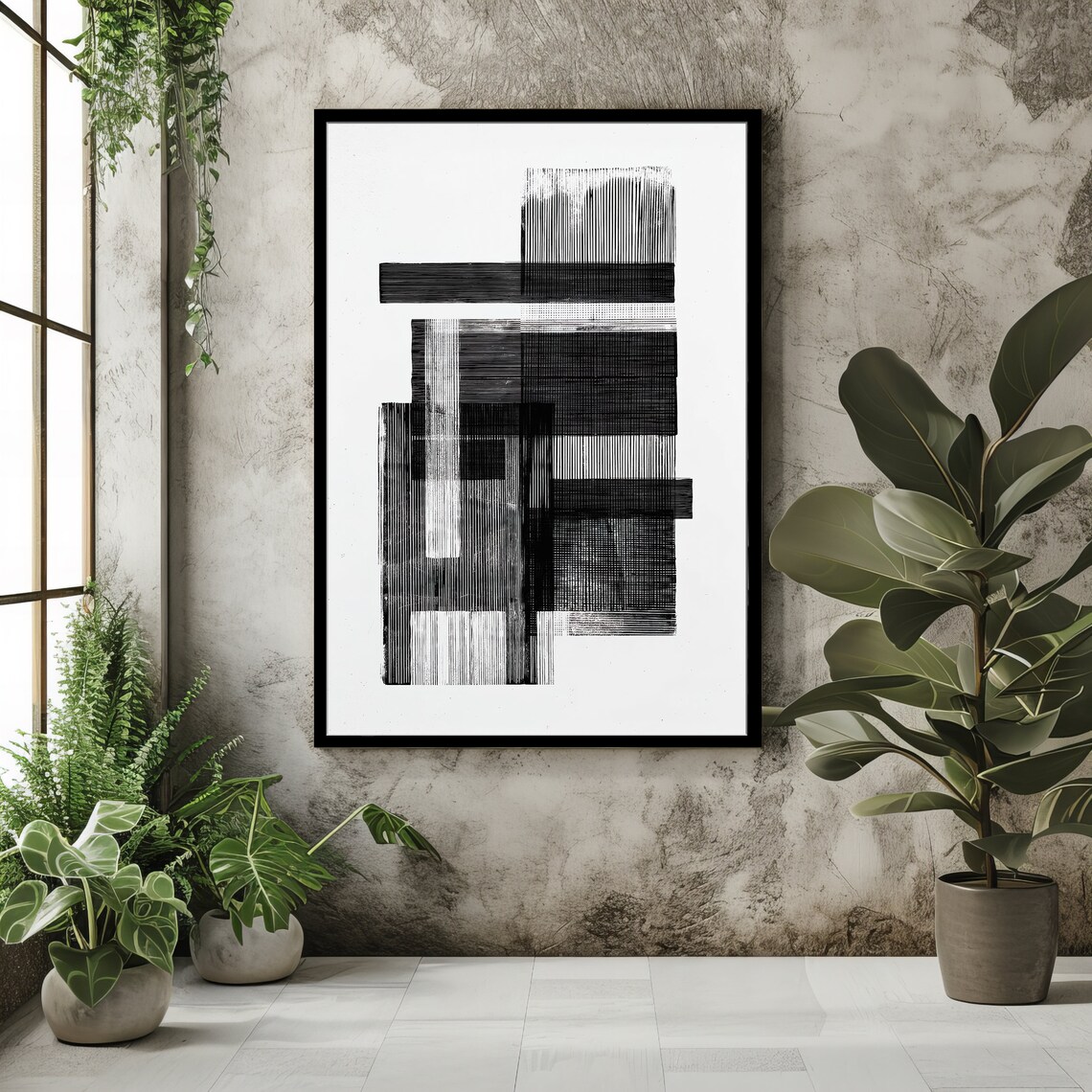 Decorative Black Lines Print Abstract Art Wall Art Elegant Abstract Art For Room Decoration Gift For Art Lovers - Image 2