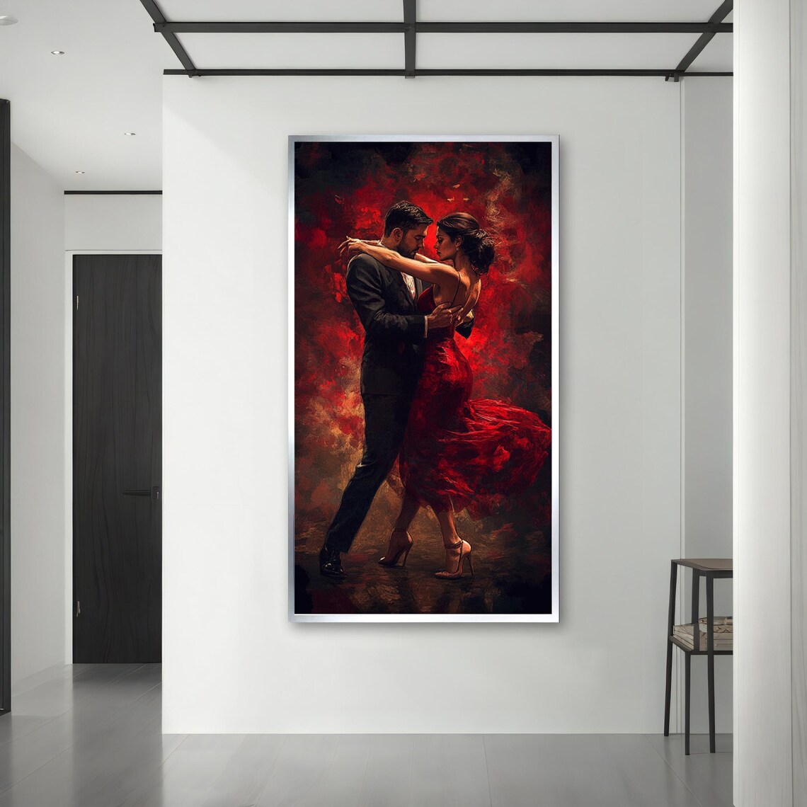 Passionate Tango Dance Couple Woman Red Dress Dark Romance Art Poster - Image 3