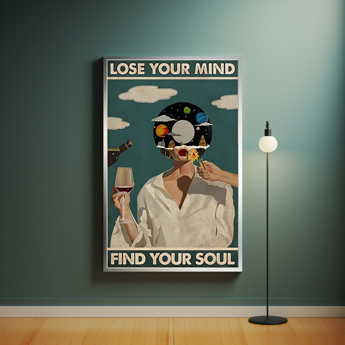 Lose Your Mind Find Your Soul Retro Music Vinyl Cosmic Woman Wall Poster - Image 4