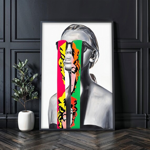Abstract Pop Art Portrait Modern Wall Art Vibrant Wall Decor Modern Home Decoration Ready To Hang Gift Idea