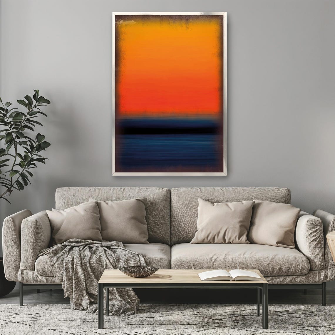 Mark Rothko Orange Sunset Over Navy Blue Abstract Ocean Poster - Image 3