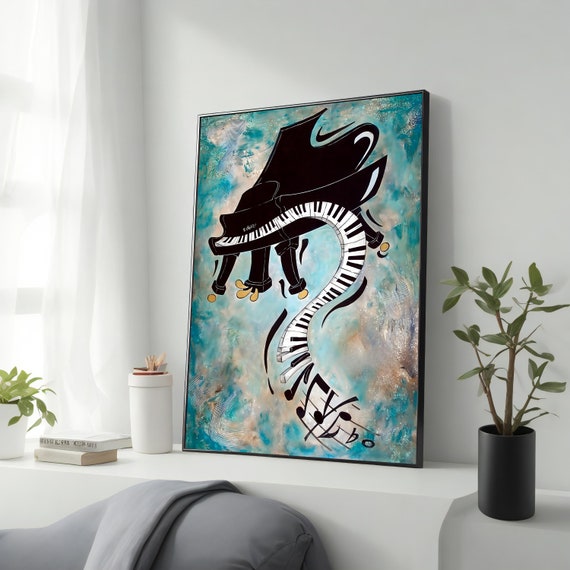 Surreal Piano Art Music Room Decor Ready To Hang Wall Art Gift For Music Lovers Interior Design Art Musical Instrument Art Print