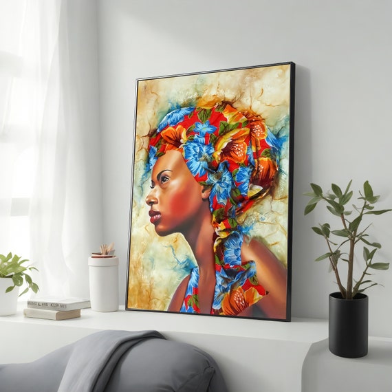 Beauty Ethnic Woman Portrait Handmade Artwork For Home Ambiance Room Decor Framed Ethnic Woman Wall Art Perfect New Home Gift