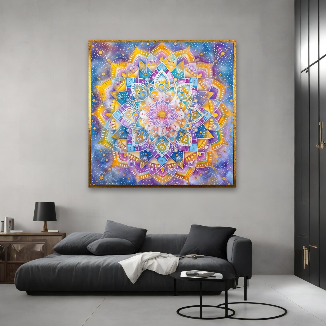 Vibrant Multicolor Pastel Galaxy Mandala Spiritual Meditation Wall Poster - Image 3