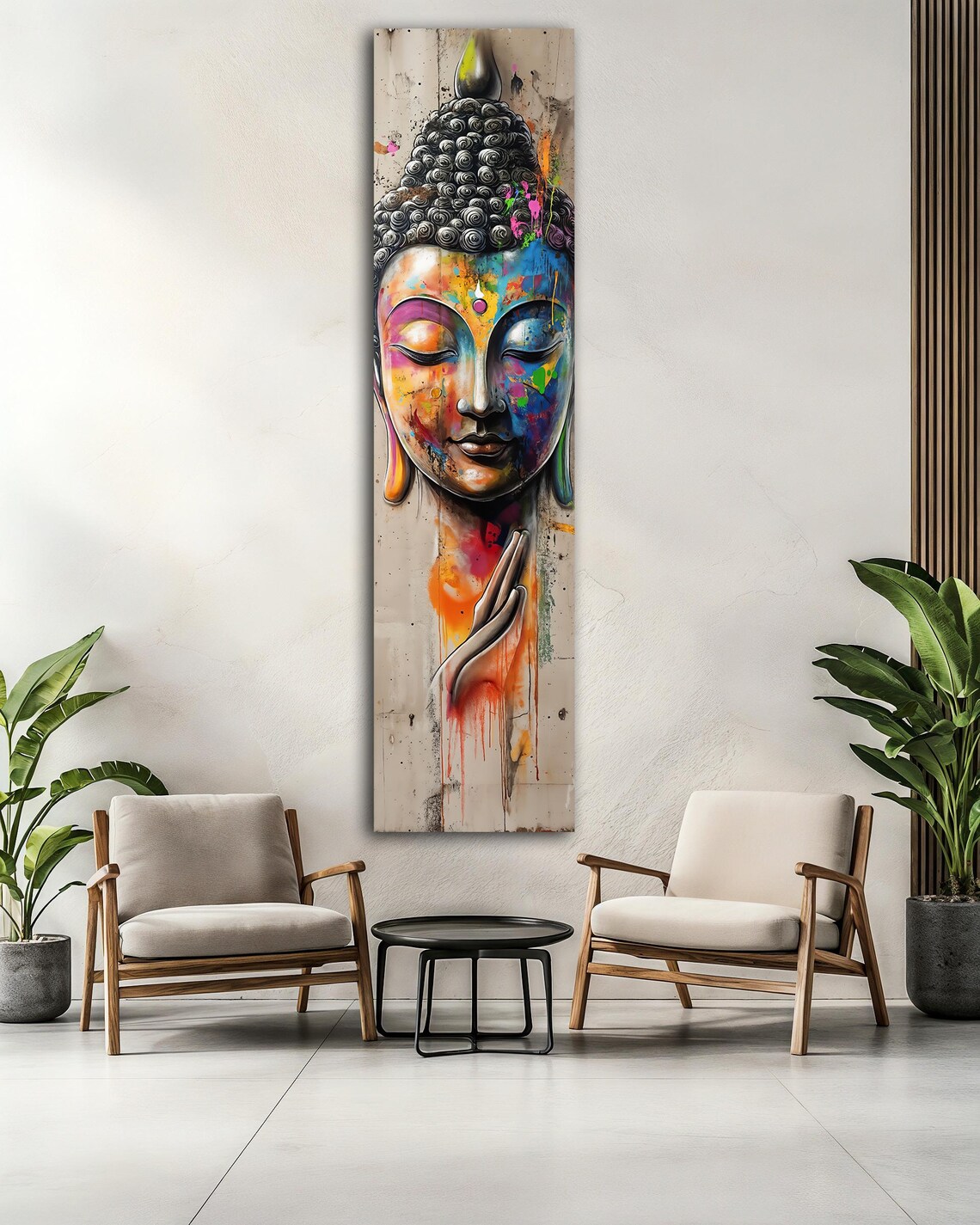 Colorful Buddha Face Abstract Painting Vibrant Spiritual Wall Art Poster - Image 2
