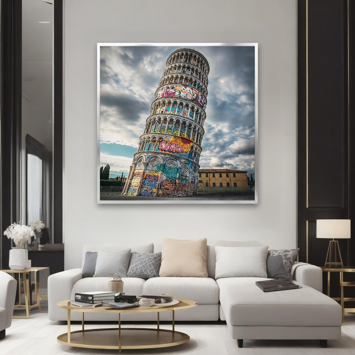 Leaning Tower of Pisa Covered in Colorful Graffiti Travel Poster - Image 2