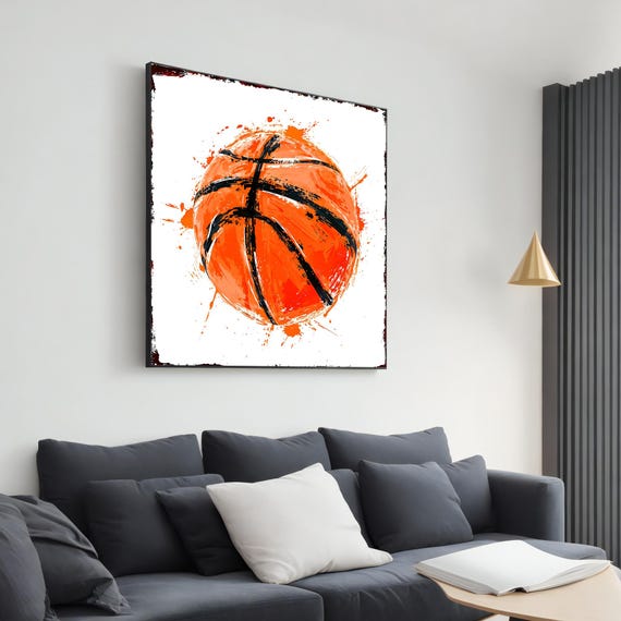 Dynamic Basketball Abstract Art Modern Sports Wall Decor Vibrant Basketball Print For Living Room Teen Room Unique Gift